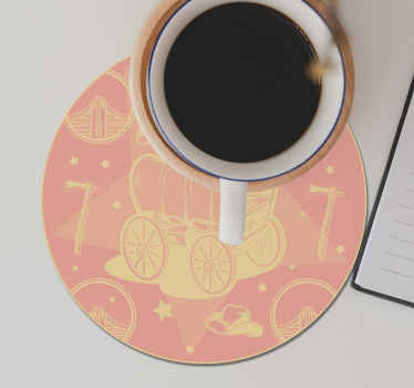 Vagão do vaqueiro base para copos de arenito - TenStickers