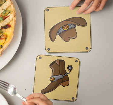 Posavasos infantil cowboy patrón botas - TenVinilo