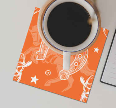 Posavasos cowboy patrón herradura naranja - TenVinilo