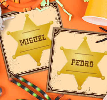 Sheriff abzeichen mit Namen personalisierte Untersetzer - TenStickers
