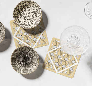 Posavasos patrón puercoespín y conejos - TenVinilo