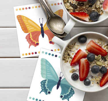 Posavasos mariposa bicolor azul y amarilla - TenVinilo