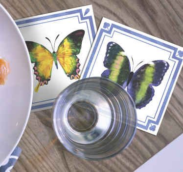 Farverige sommerfugle fliser sommerfugl coaster - TenStickers