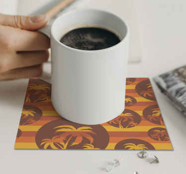 Retro Sunset and Palms pattern 70s coasters - TenStickers