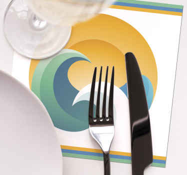 Soleil et vagues sous-verres des années 70 - TenStickers