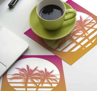 Palm trees on the sun 70s coasters - TenStickers