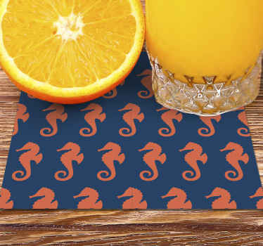 Oransje sjøhestmønster marine livunderlag - Tenstickers