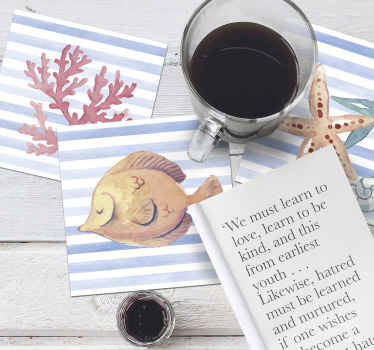 Morski život akvarel podmetači za morski život - TenStickers