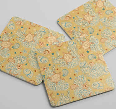 Vida submarina colores suaves vida marina posavasos - TenVinilo