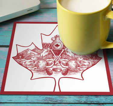 dessous de verre motif Feuille avec les symboles du canada - TenStickers