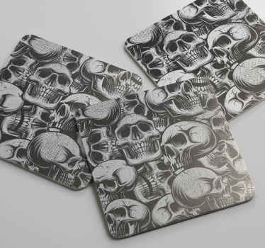 Black and white skull  halloween coaster - TenStickers