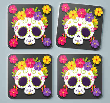 Day of the dead flower coaster halloween - TenStickers