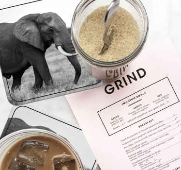 Elefant gå b & w coaster moderne coaster - TenStickers