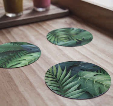 Posavasos modernos Posavasos de hojas verdes diferentes - TenVinilo