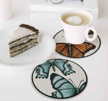 Posavasos modernos de mariposas colores - TenVinilo