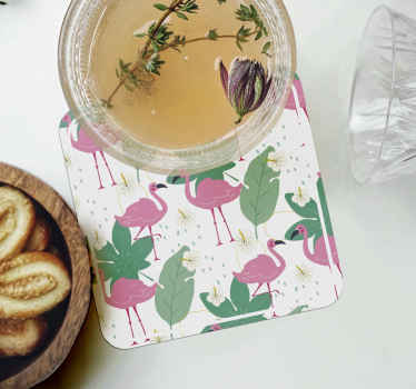 Flamingos and leaves coaster modern coaster - TenStickers