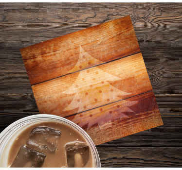 dessous de verre noel Arbre de noël sur la texture en bois - TenStickers