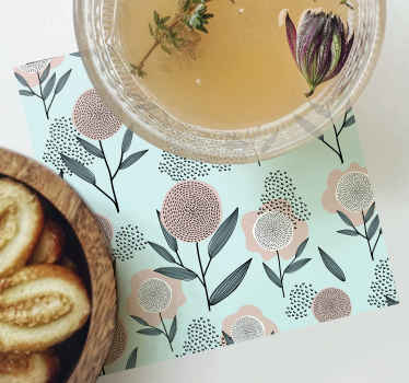 Roza rože na modrem ozadju sodobnega podstavka - TenStickers