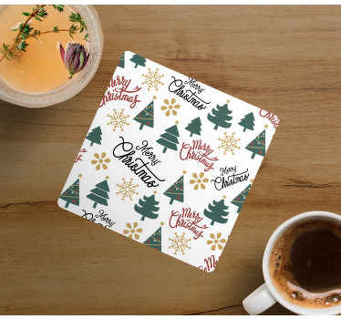 假日文本与树木圣诞过山车 - TenStickers