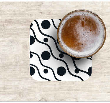 Posavasos textura Fondo blanco con puntos y líneas negras - TenVinilo