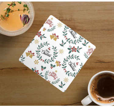 圣诞文本优雅设计圣诞杯垫 - TenStickers