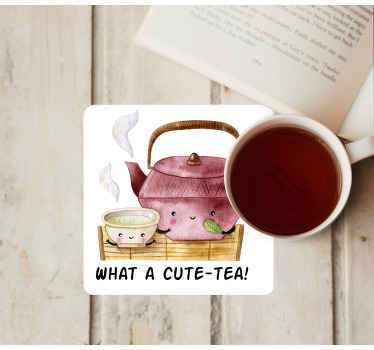 What a cute-tea quote text coasters - TenStickers