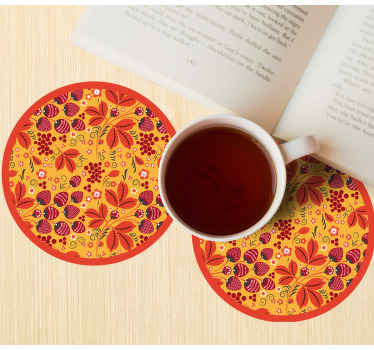 Posavasos moderno Patrón popular ruso strawberriy - TenVinilo