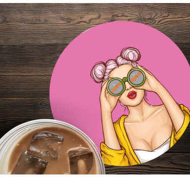 Pop art girl  modern coaster - TenStickers