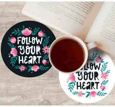 Follow your heart text coasters - TenStickers