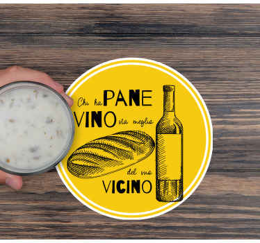 Posavasos con frases Con texto de pan y vino - TenVinilo