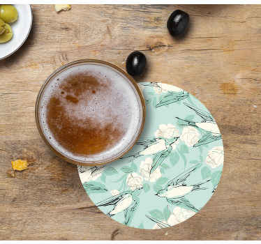 Elegant mönster med fåglar mer glasunderlägg - Tenstickers