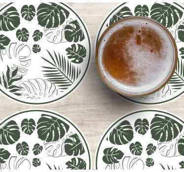 Monstera med grön gräns fler kustunderlägg - Tenstickers