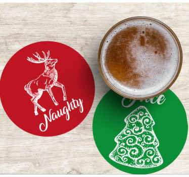 Naughty and Nice christmas coaster - TenStickers