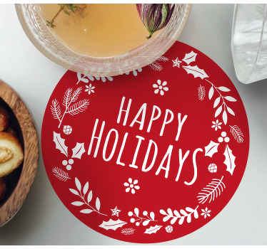 Happy Holidays red christmas coaster - TenStickers