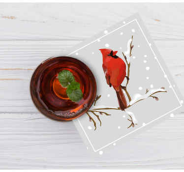 Kışın sevimli kuş noel treni - TenStickers