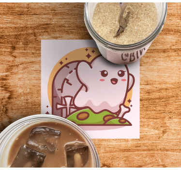 Cute ghost halloween coaster - TenStickers
