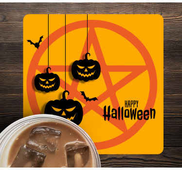 Uhyggeligt græskar motiv Halloween coaster - TenStickers
