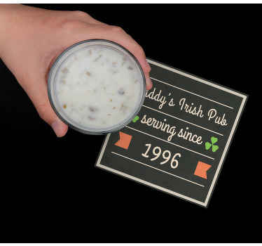 Irish pub + date personalised coasters - TenStickers