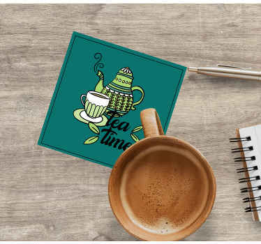 Tea time text  vinyl coasters - TenStickers