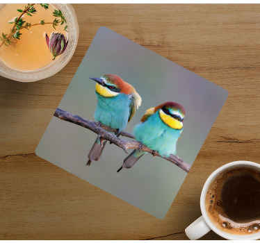 두 개의 파란색 새 현대 코스터 - TenStickers