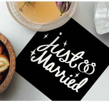 Just Married Black and White wedding coaster - TenStickers