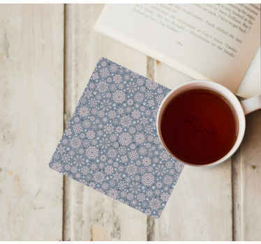 Beige, black and white snowflake tile coasters - TenStickers