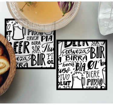 Posavasos cerveza Cerveza escrita en varios idiomas - TenVinilo