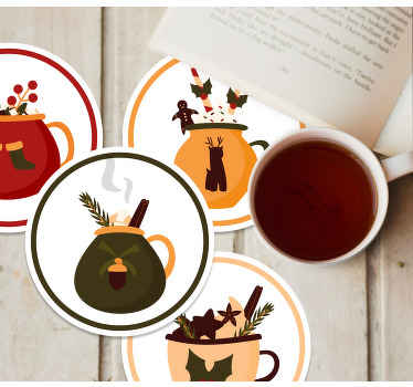 Holiday themed mugs christmas coaster - TenStickers