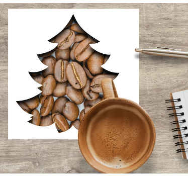 Xmas tree coffee beans christmas coaster - TenStickers
