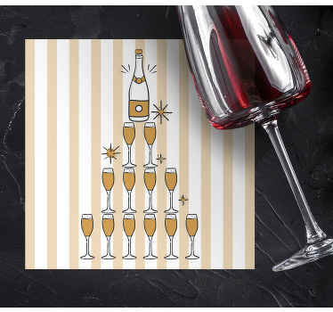 Champaign glass  tree christmas coaster - TenStickers