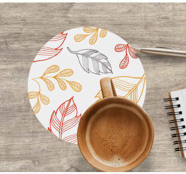 Bases para copos modernas Contorno folhas padrão floral sem costu - TenStickers