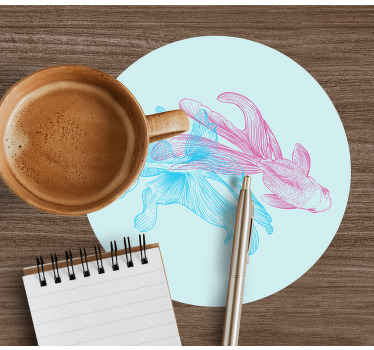 Modrá a růžová ryba předvedená moderní dráha - TenStickers