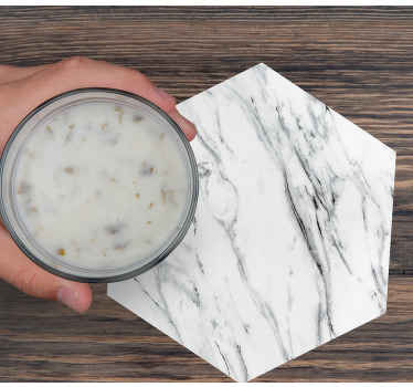 Sekskantet marmor mønster hvit svart coasters - Tenstickers