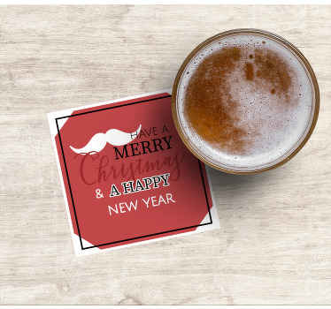 새해 복 많이 받으세요 산타의 콧수염 크리스마스 코스터 - TenStickers